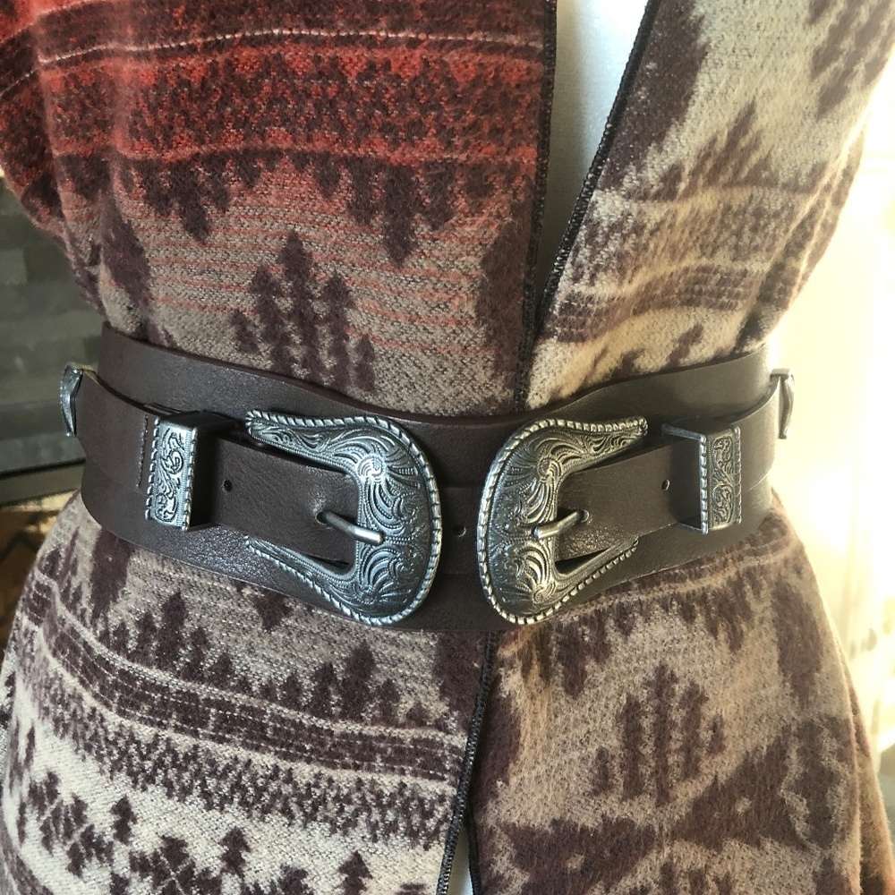 Wool blend wrap - One Size - Brown orange beige Southwestern vibe One size 71x24 - Picture 12 of 13